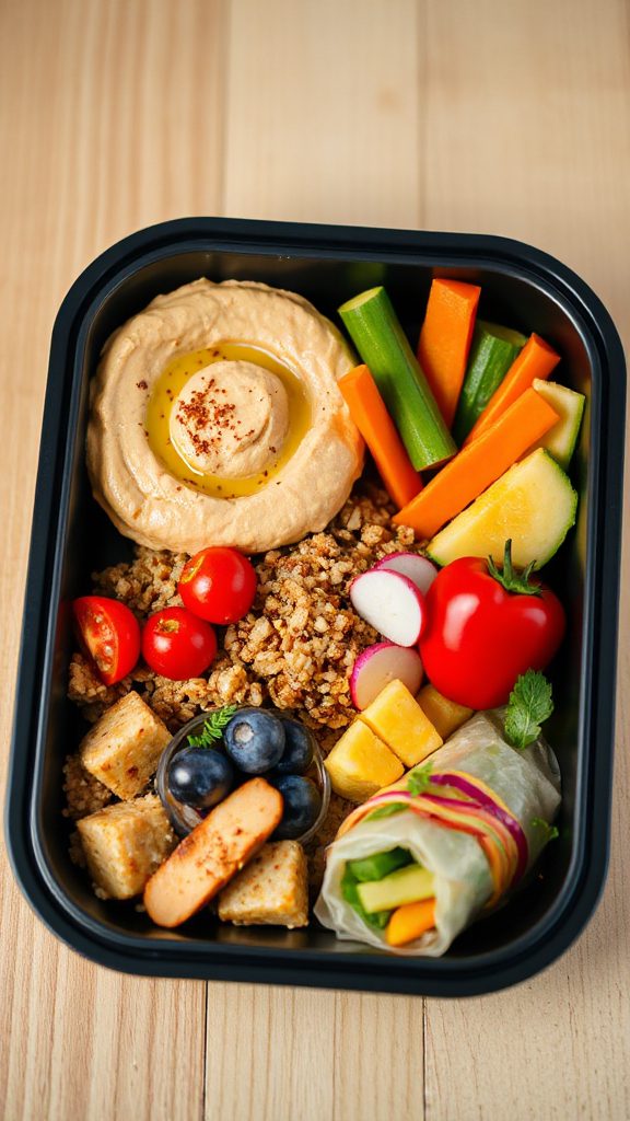 nutritious hummus vegetable lunch