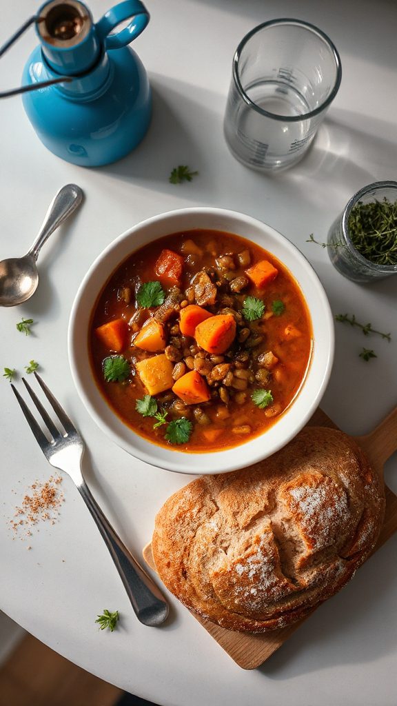 nutritious lentil soup meal