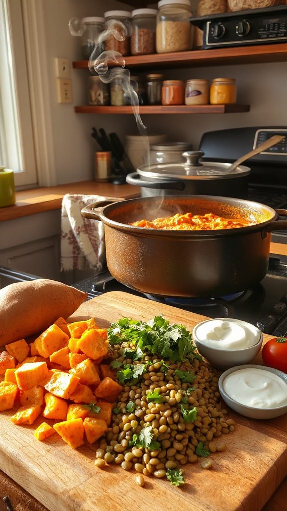 nutritious lentil sweet potato curry