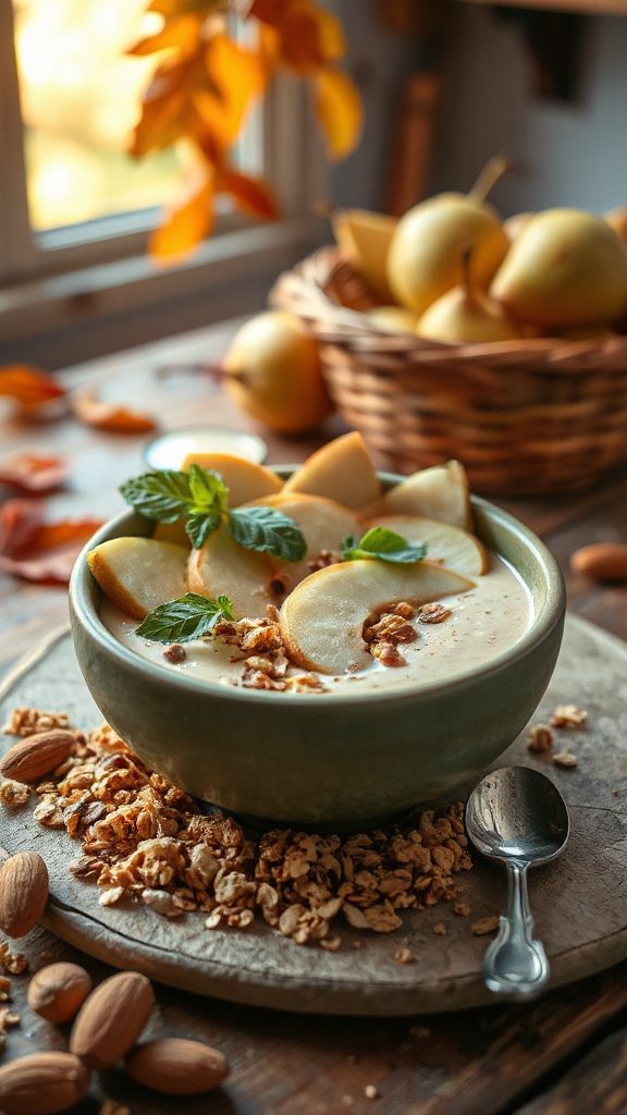 nutritious pear smoothie bowl