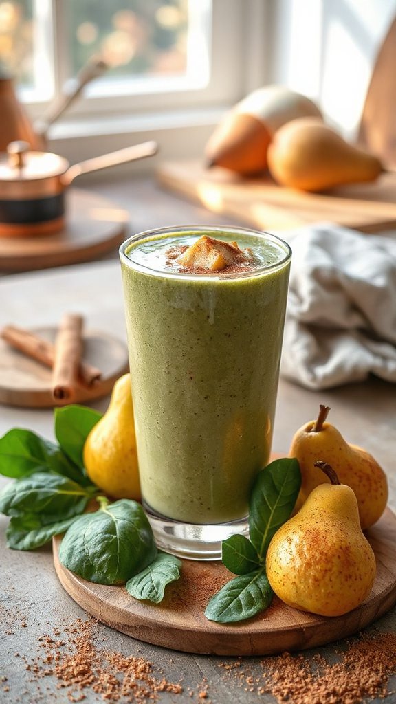 nutritious pear spinach smoothie