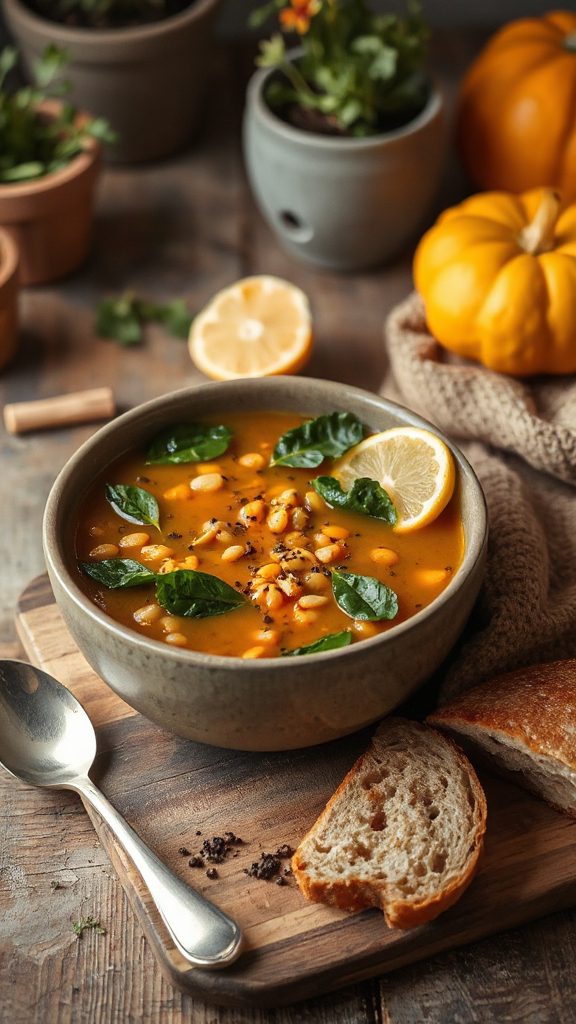 nutritious spinach lentil soup