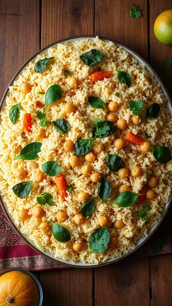 nutritious vegan chickpea pilaf