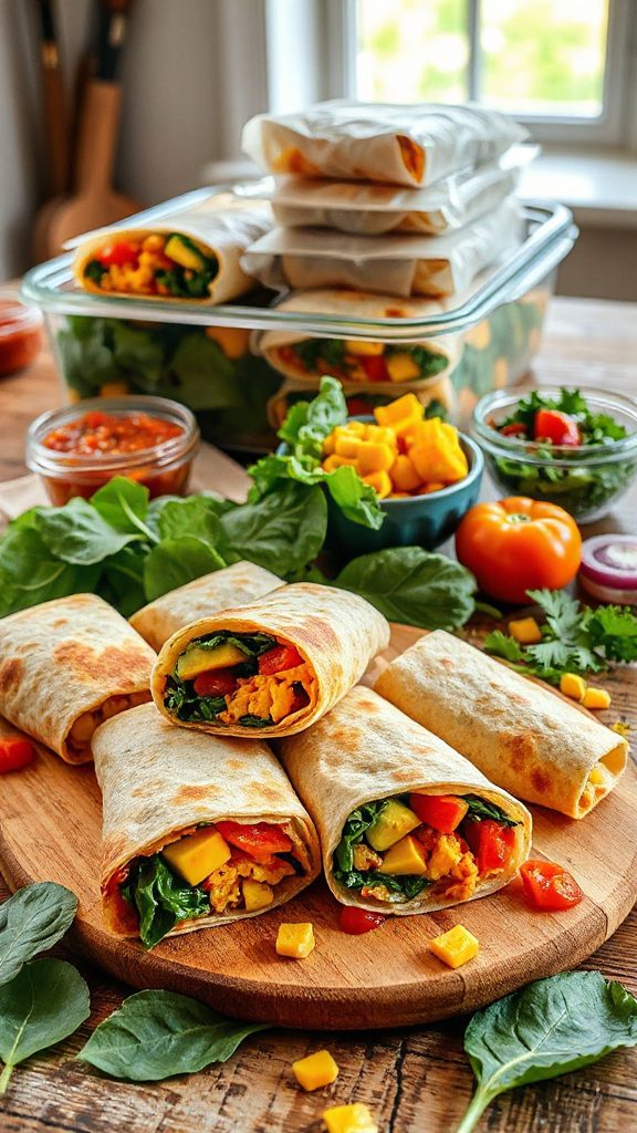 nutritious veggie breakfast burritos