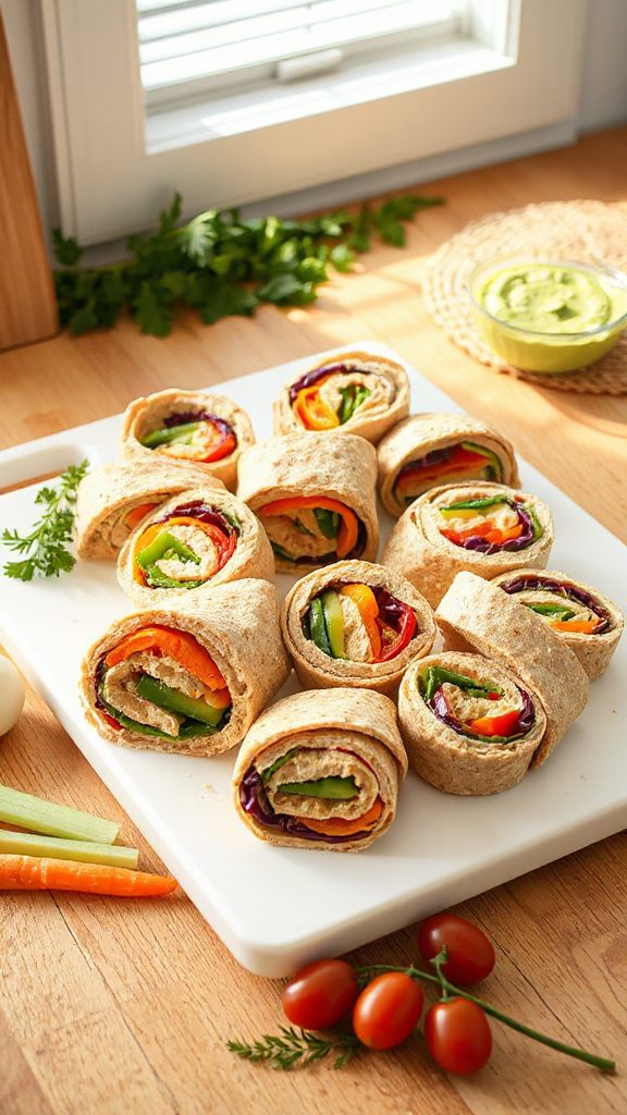 nutritious veggie hummus rolls
