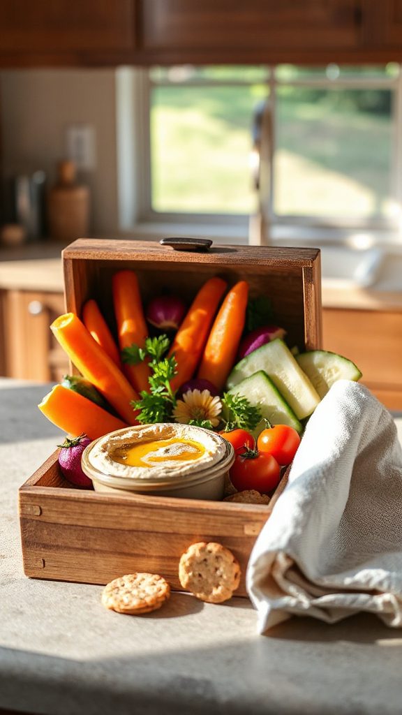 nutritious veggie hummus snack