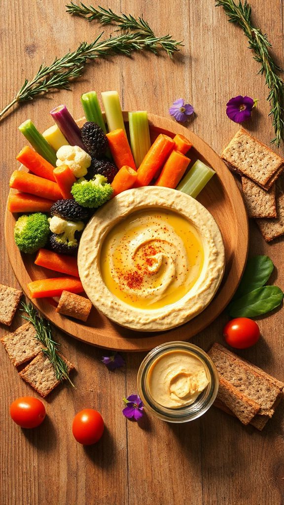 nutritious veggie hummus snack
