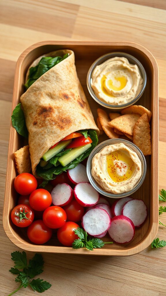 nutritious veggie hummus wraps