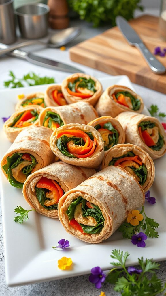 nutritious veggie hummus wraps