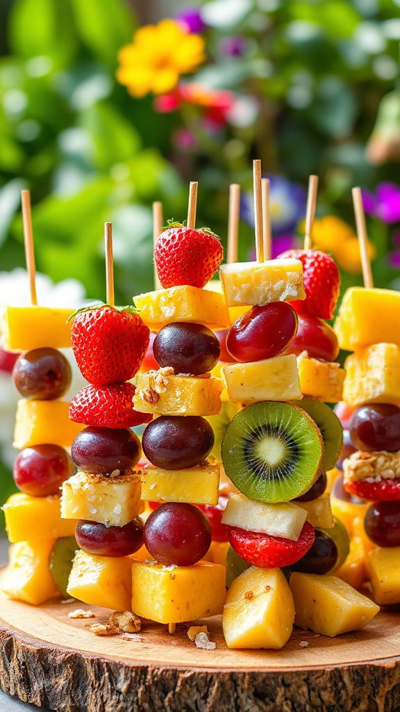 nutty fruity snack skewers