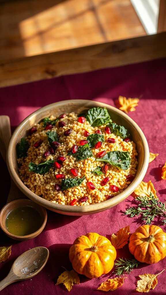 nutty kale pomegranate salad