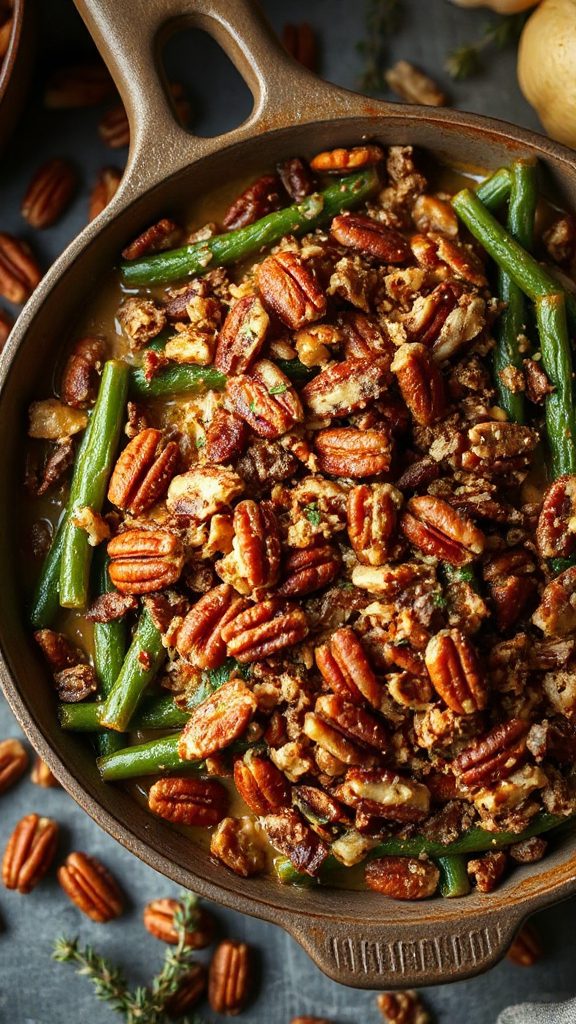 nutty pecan green bean casserole