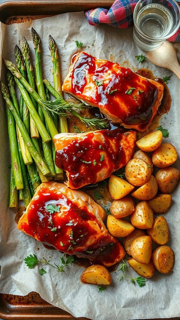 one pan bbq salmon dinner