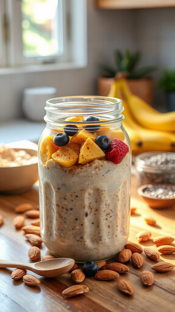 overnight oats with almond milk overnight oats with almond milk