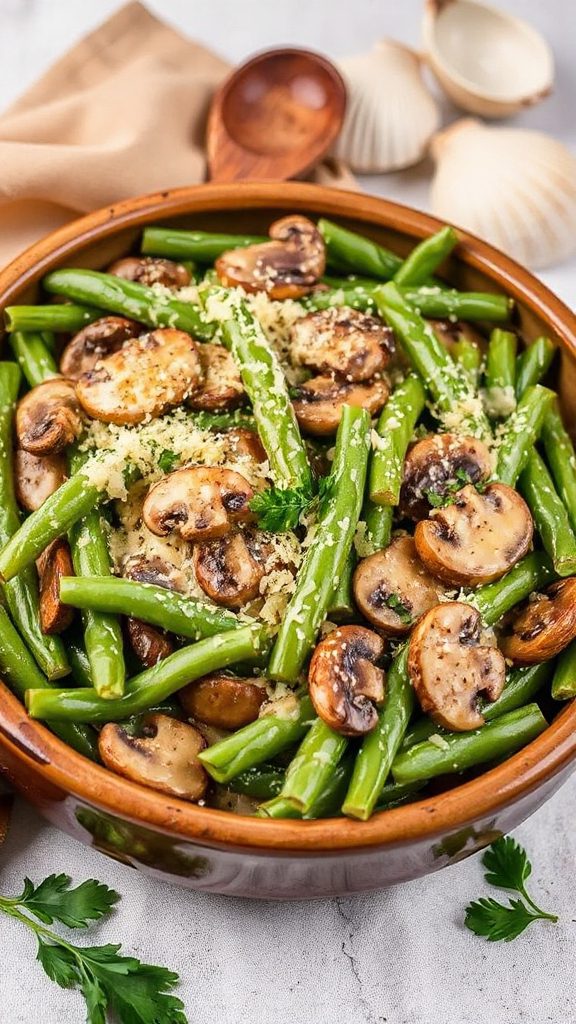 parmesan mushroom green bean casserole