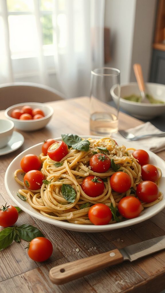 pasta with basil pesto