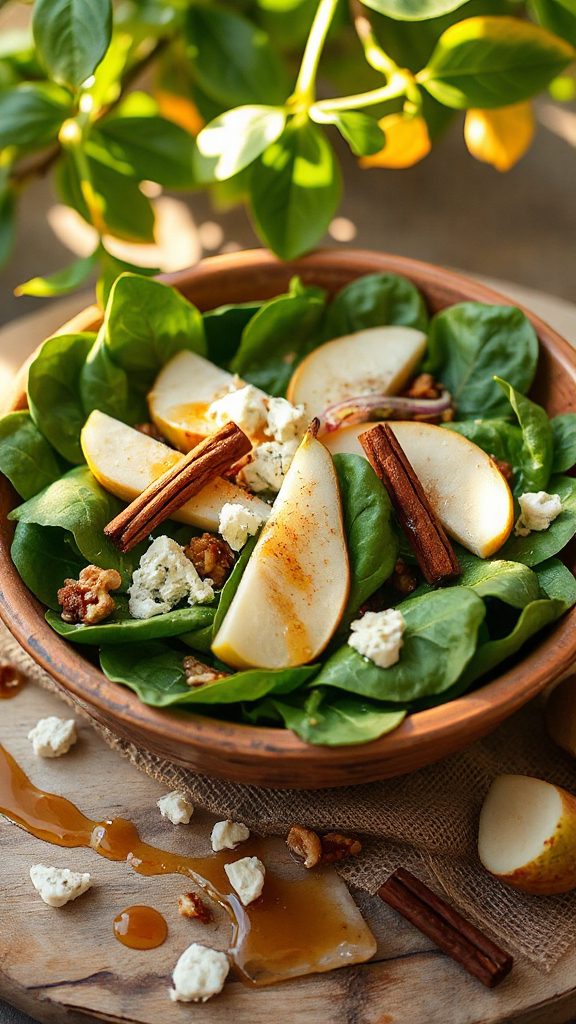 pear gorgonzola spinach salad