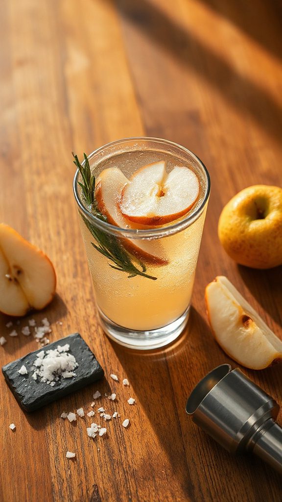 pear rosemary gin cocktail
