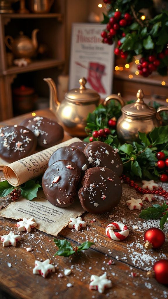peppermint chocolate thumbprint cookies