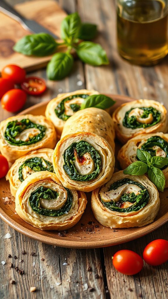pesto chicken spinach rolls