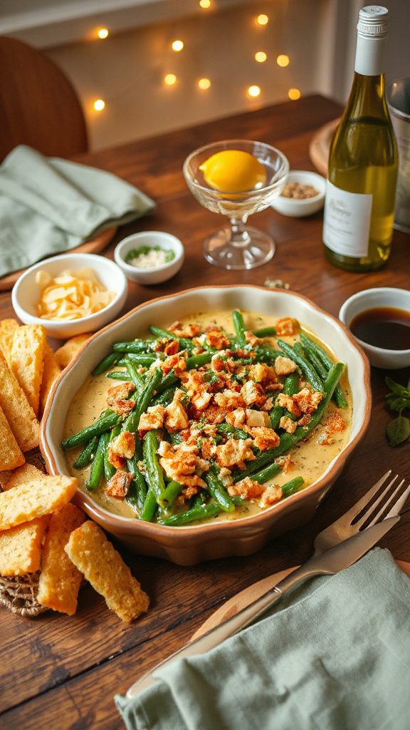 pesto infused green bean casserole