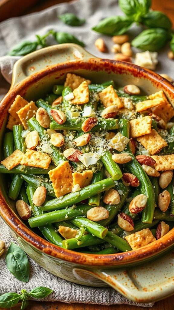 pesto infused green bean casserole pesto infused green bean casserole