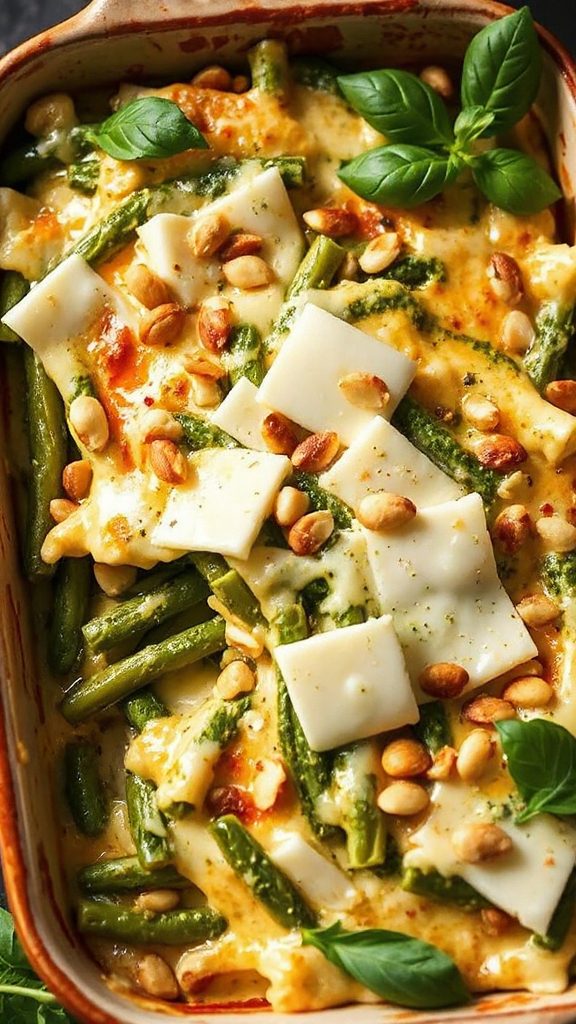 pesto mozzarella green bean casserole