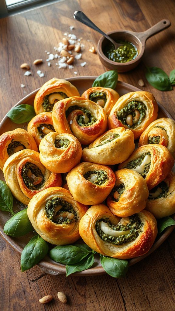 pesto mozzarella pastry twists