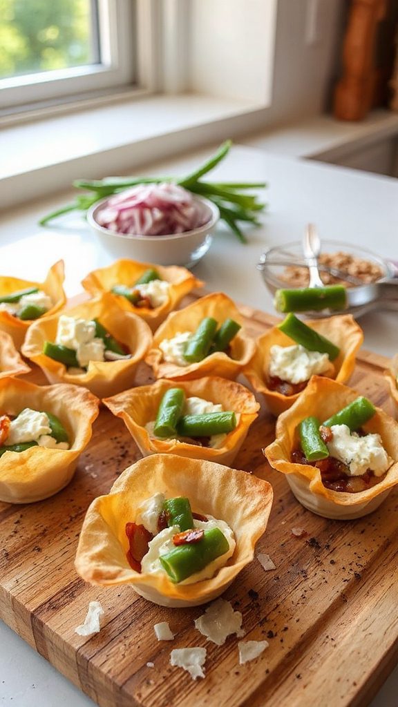 phyllo cup green bean bites