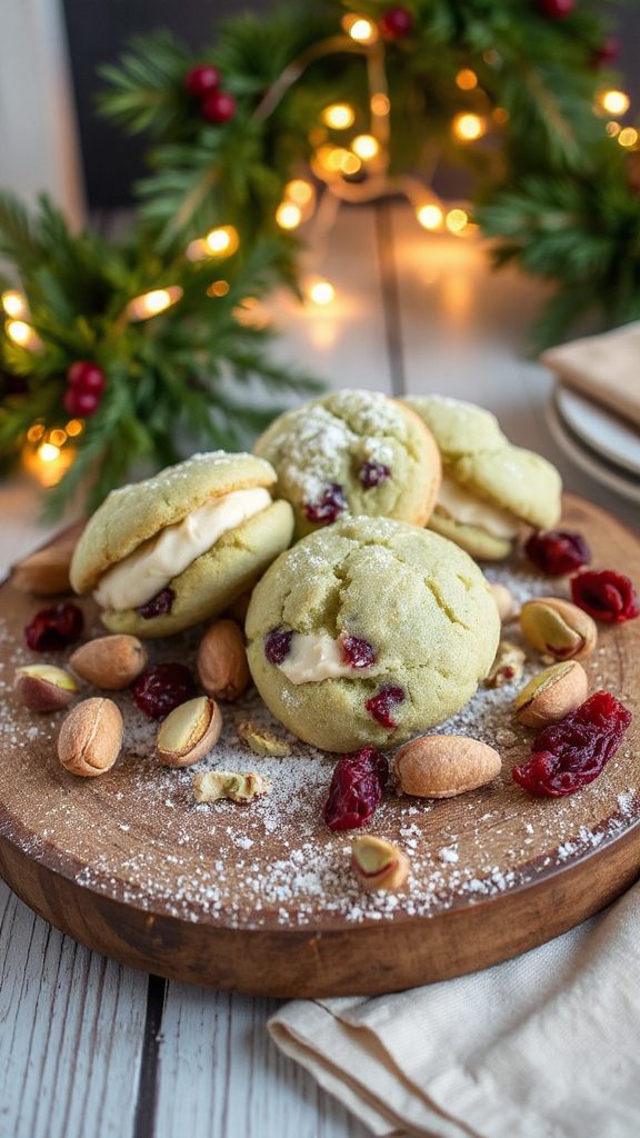 pistachio cranberry cookie sandwiches