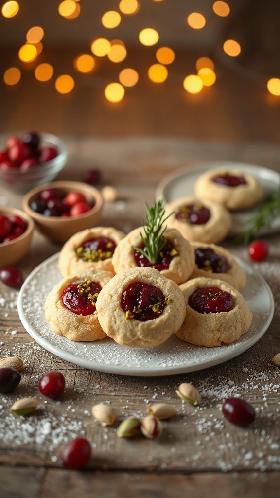 pistachio cranberry thumbprint cookies