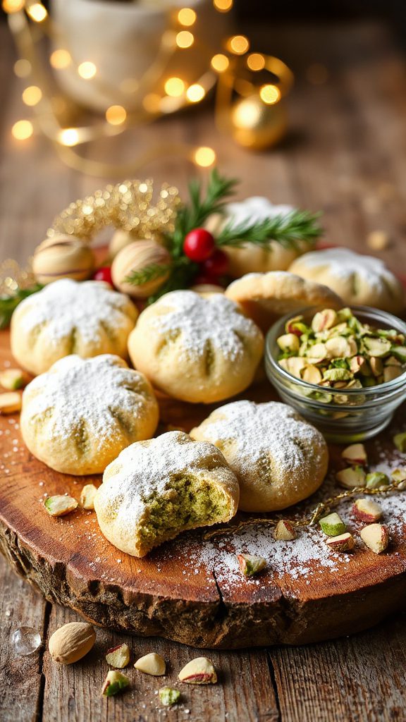 pistachio flavored crumbly cookies