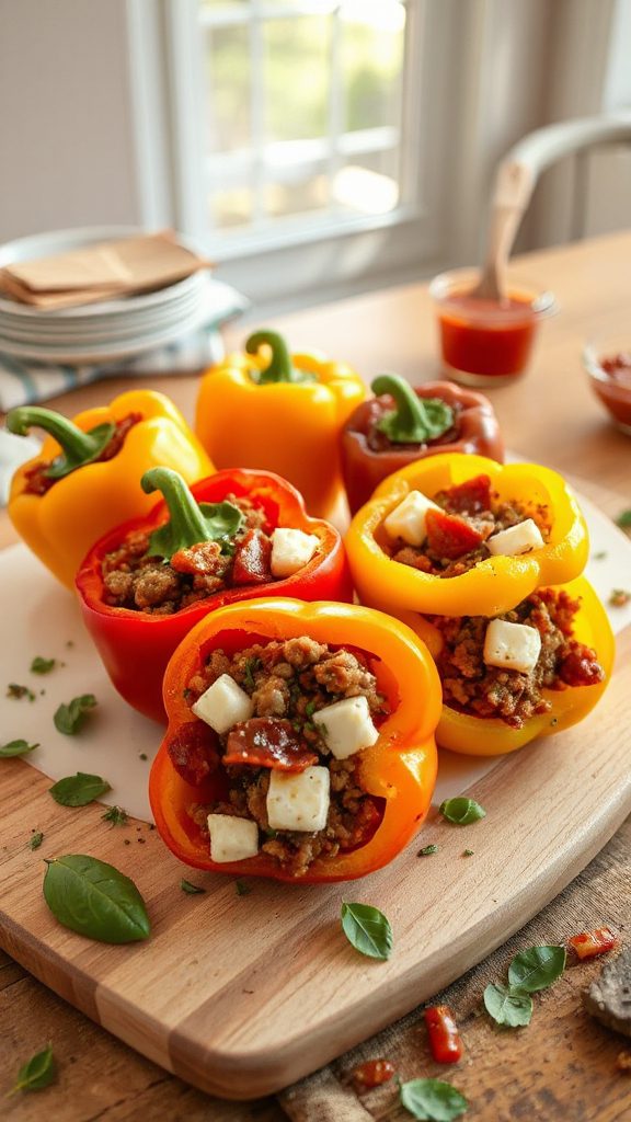 pizza flavored stuffed bell peppers
