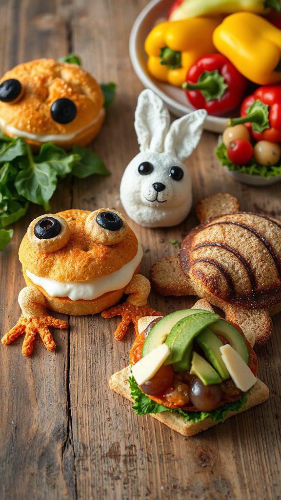 playful animal shaped sandwiches