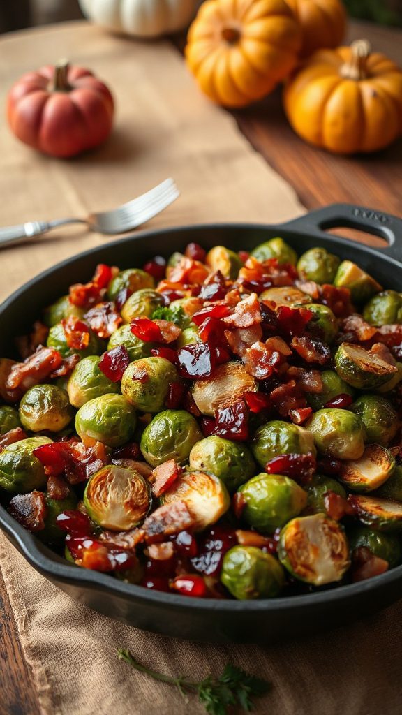 pomegranate brussels sprouts bacon dish