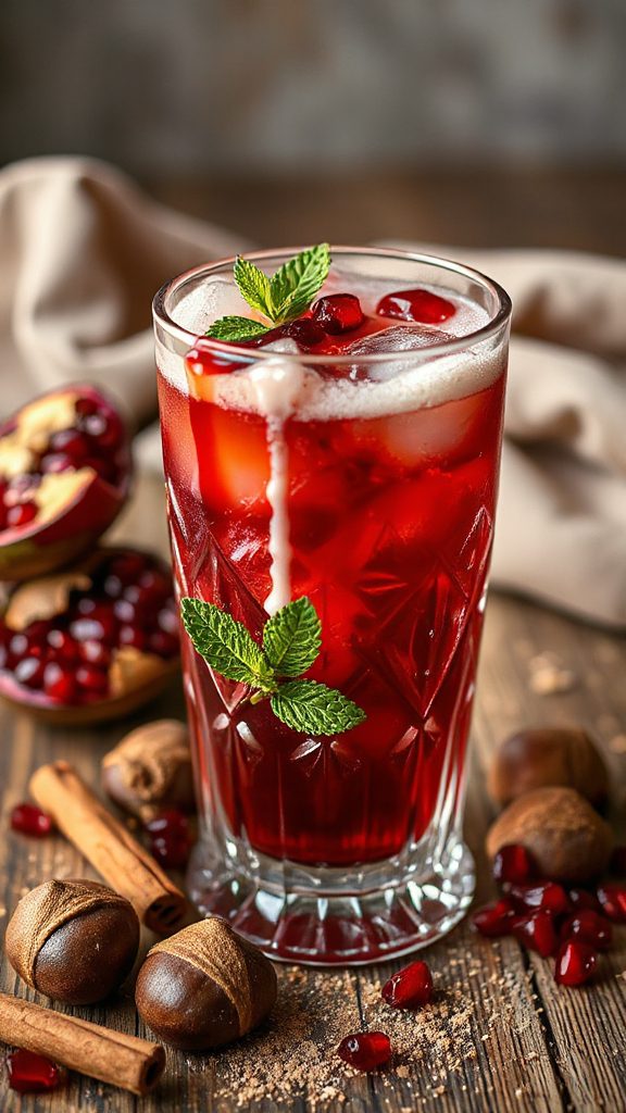 pomegranate chestnut whiskey cocktail