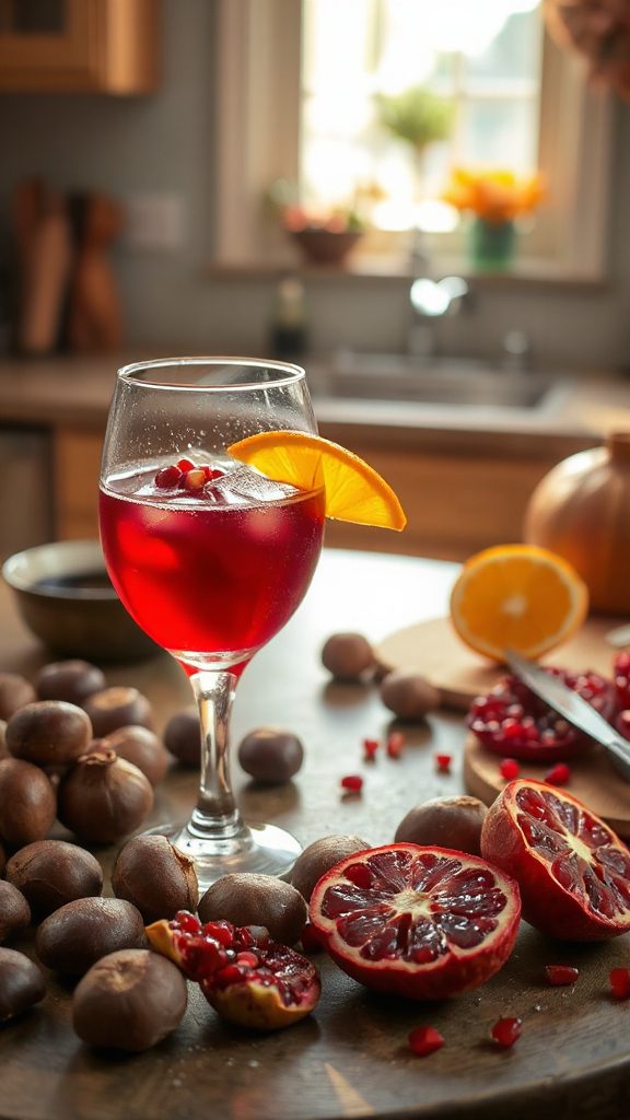 pomegranate chestnut whiskey cocktail