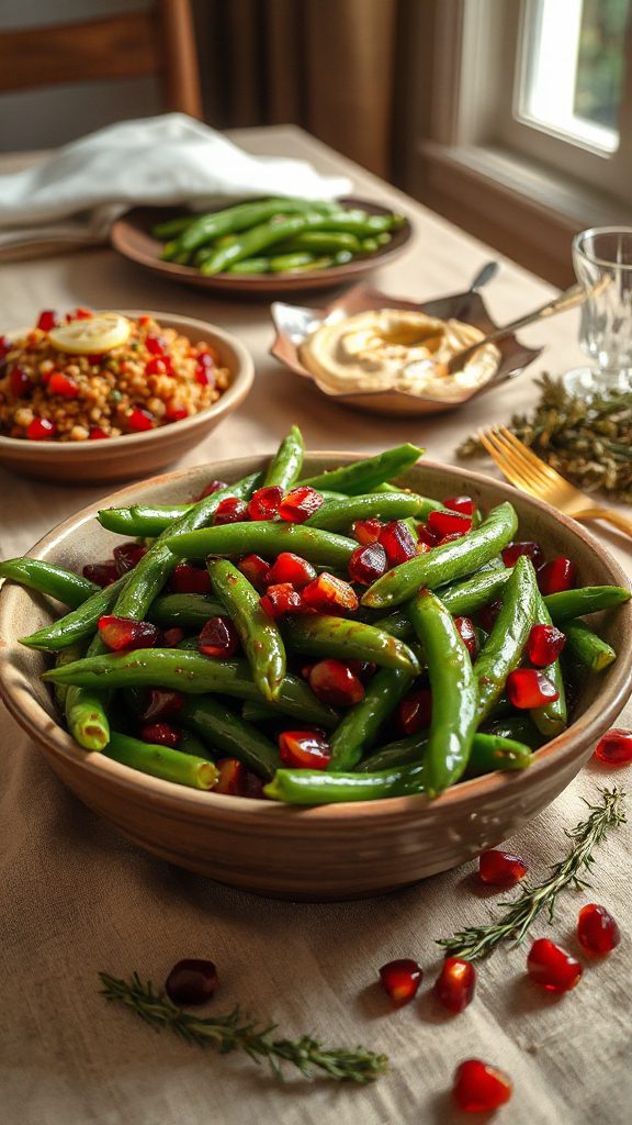pomegranate glazed green beans