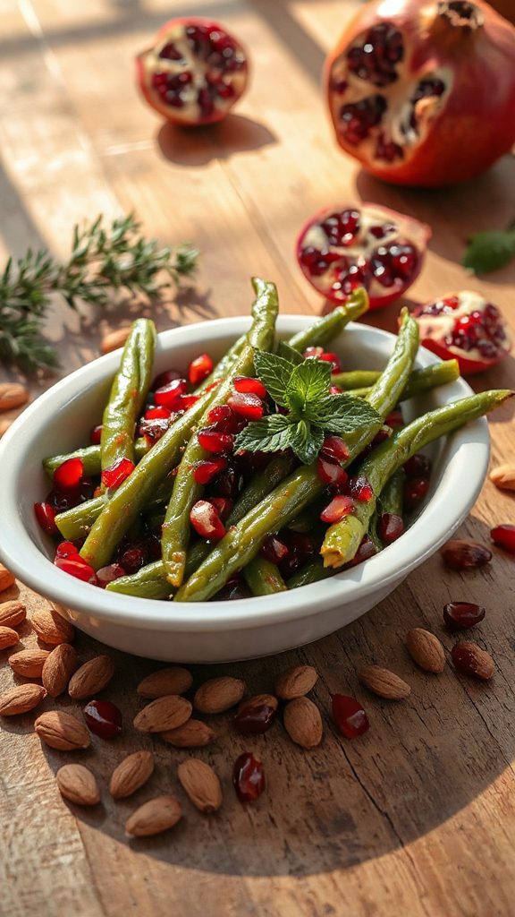 pomegranate glazed green beans