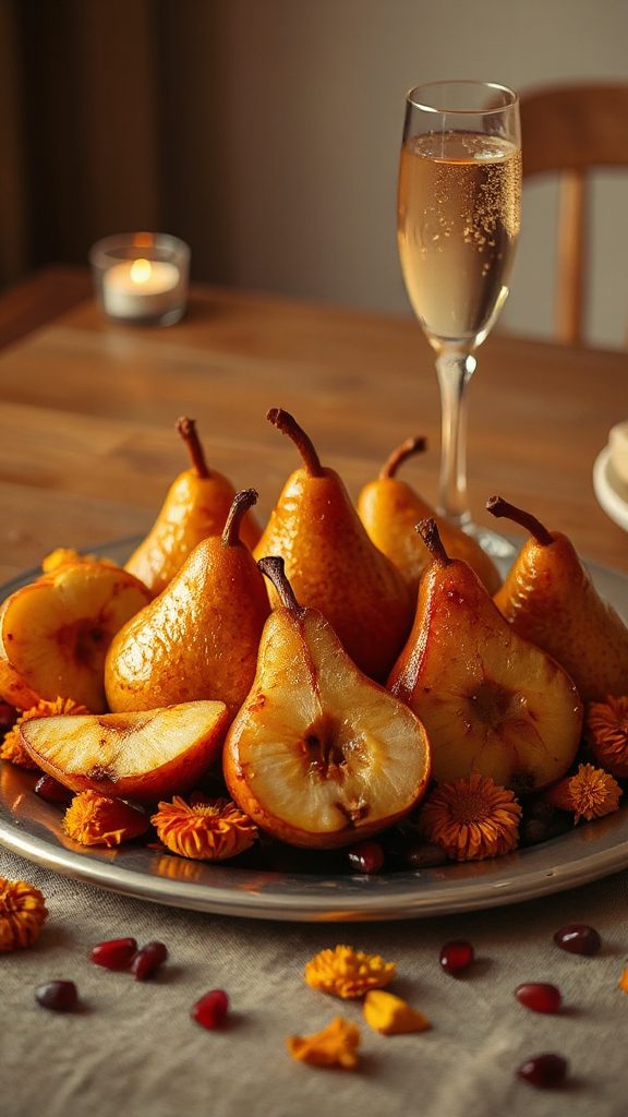 pomegranate pear champagne cocktail