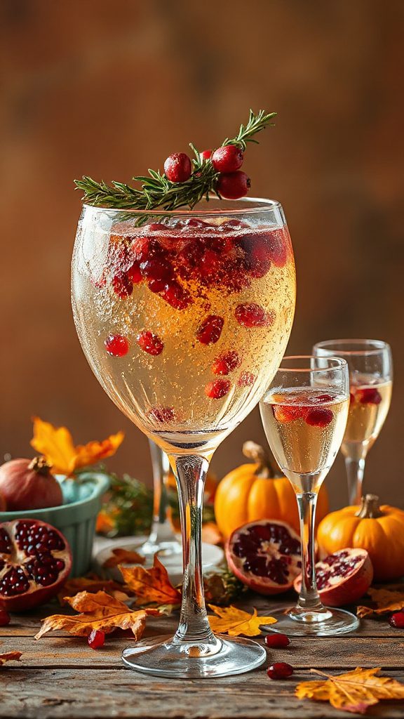 pomegranate rosemary champagne cocktail