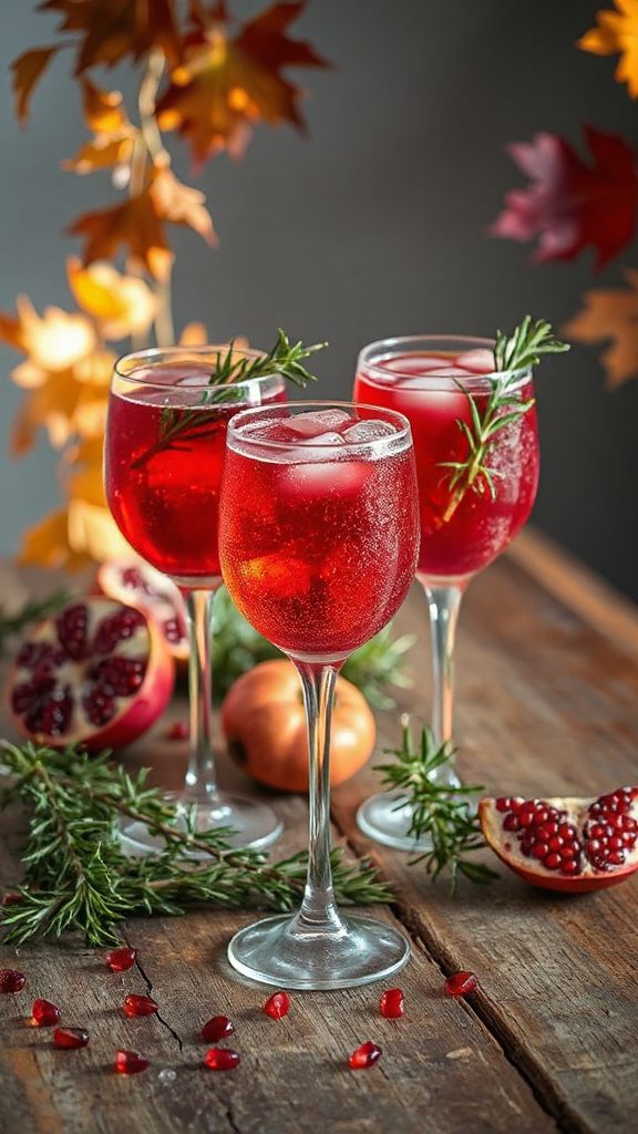 pomegranate rosemary sake spritzer