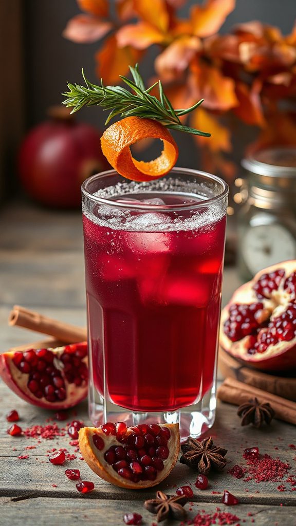 pomegranate sumac rum cocktail