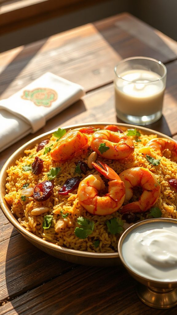 prawn biryani with coconut milk