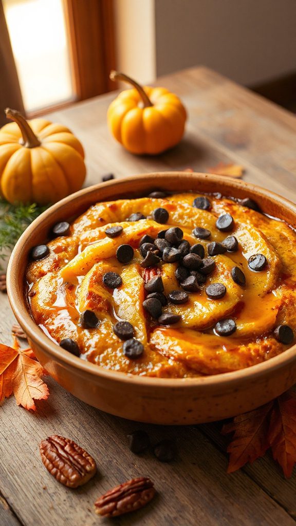pumpkin chocolate chip bread pudding