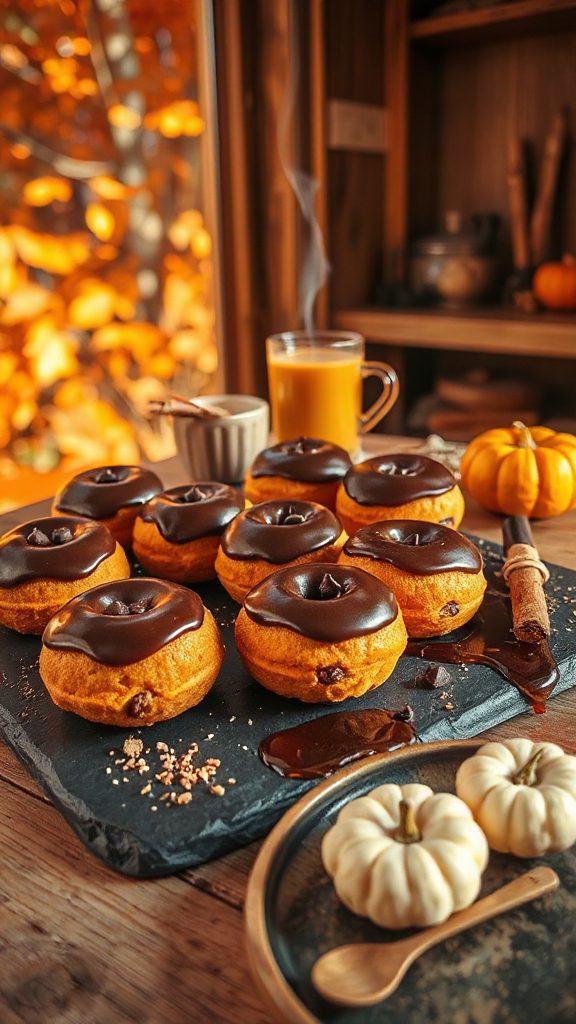 pumpkin chocolate chip donuts