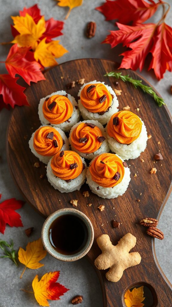 pumpkin chocolate dessert sushi