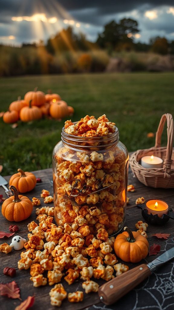 pumpkin flavored caramel popcorn treat pumpkin flavored caramel popcorn treat