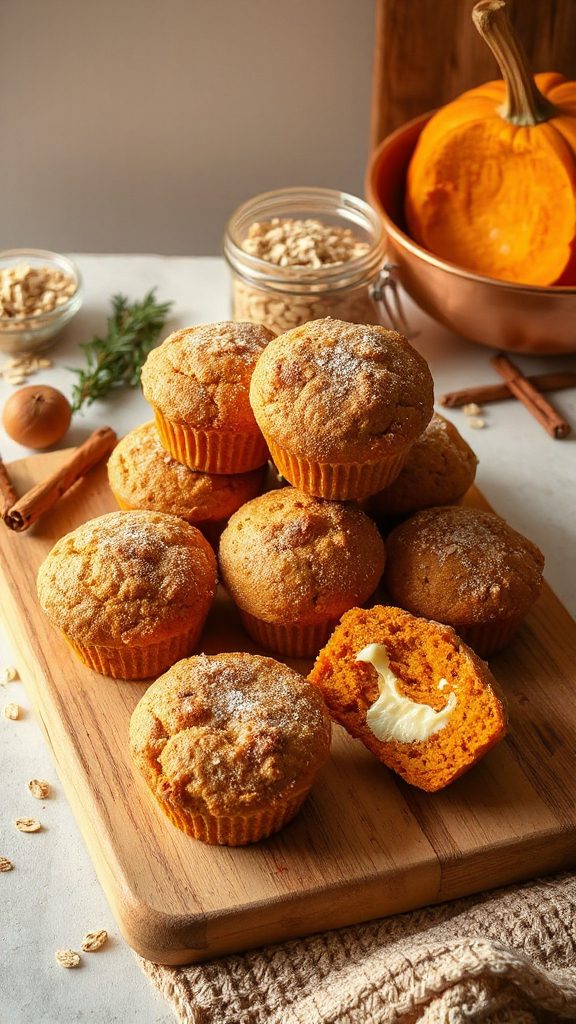 pumpkin oatmeal cream cheese muffins