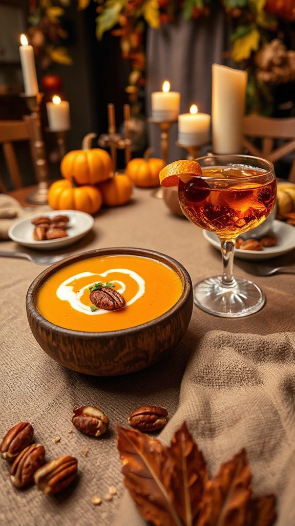 pumpkin pecan whiskey soup